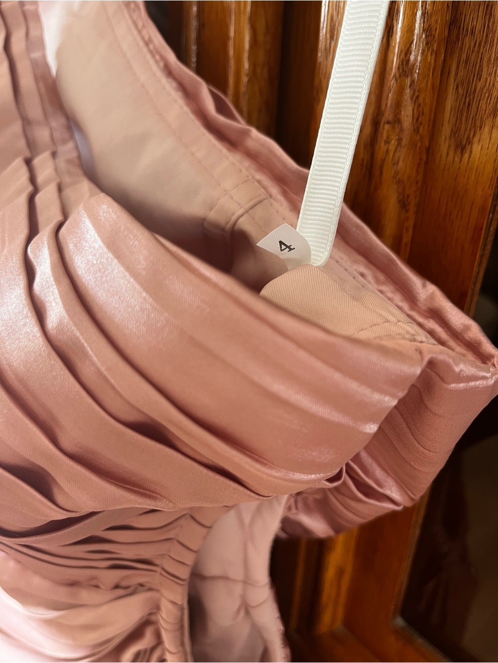 One-Shoulder Pleated Midi Dress in Dusty Rose - Picture 4 of 8